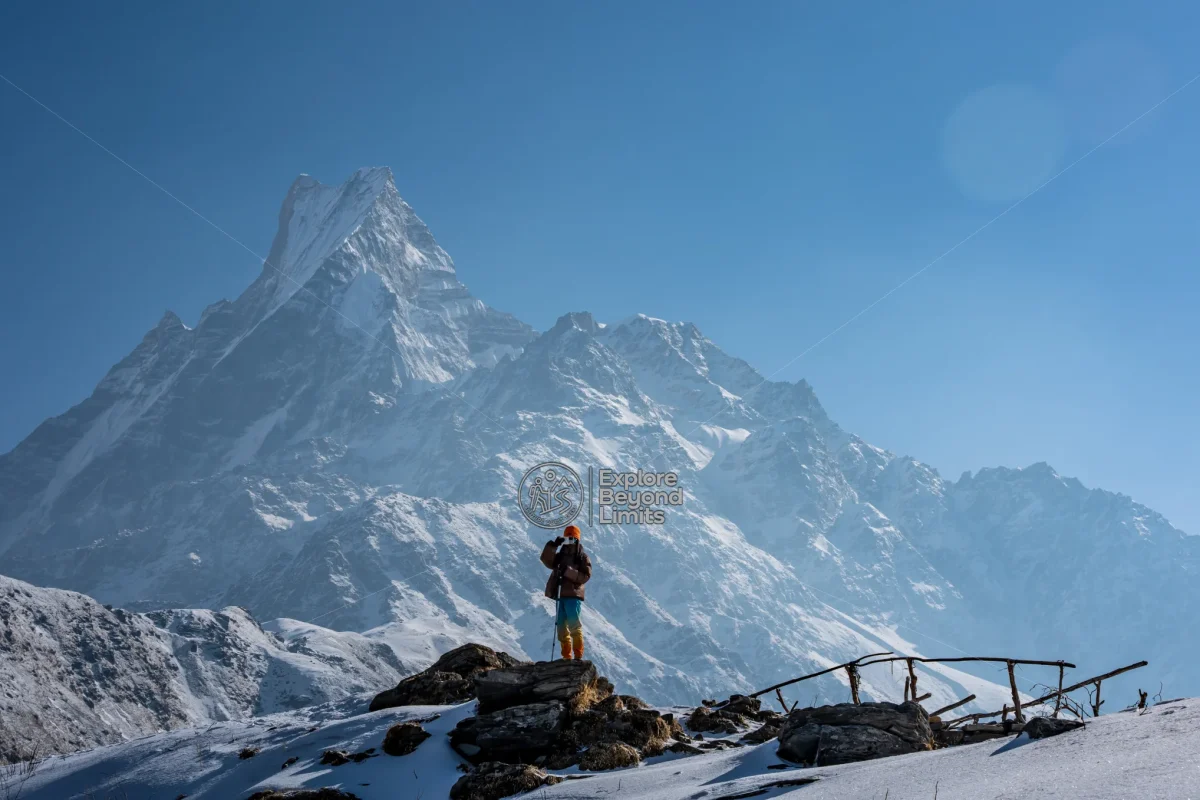 Machhapuchhre and Annapurna South viewed from the Mardi Himal ridge trail near High Camp